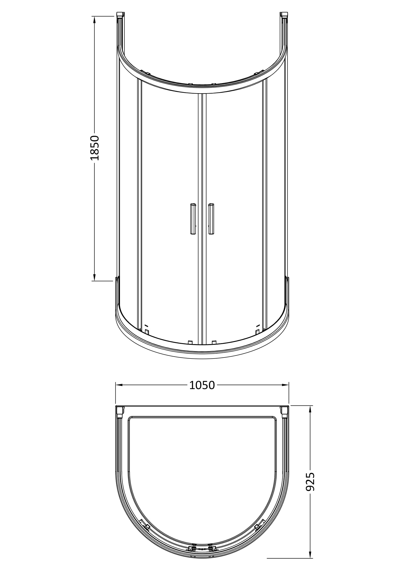 Hudson Reed Pacific 1050mm D-Shape Shower Enclosure