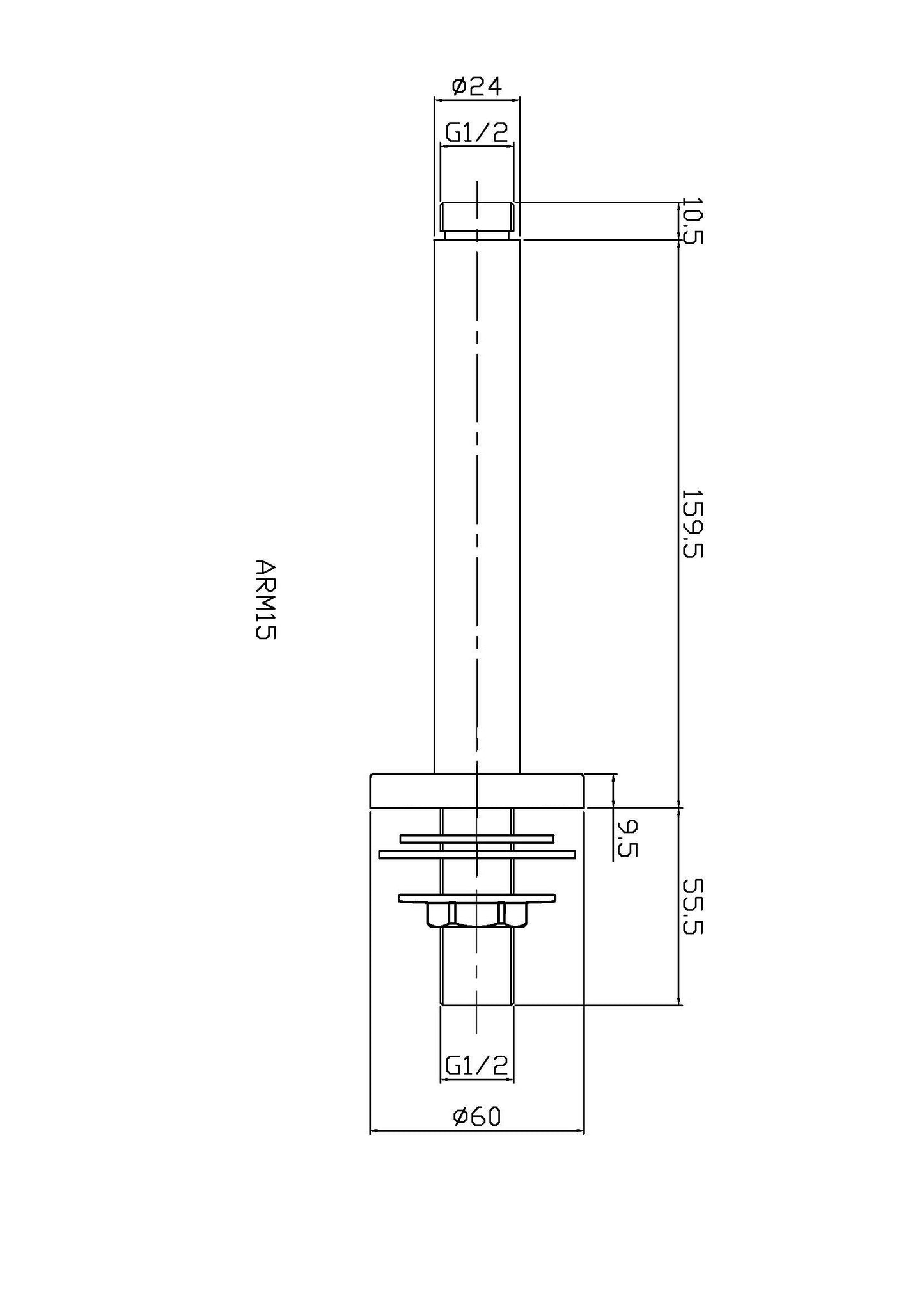 Fixed Shower Heads Wall-Mounted Arm Matt Black
