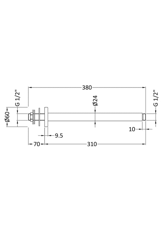 Fixed Shower Heads Ceiling-Mounted Arm Brushed Brass