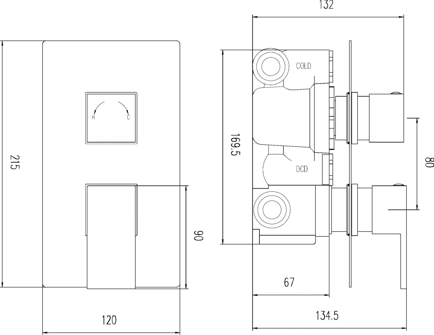 Art Twin Thermostatic Shower Valve With Diverter