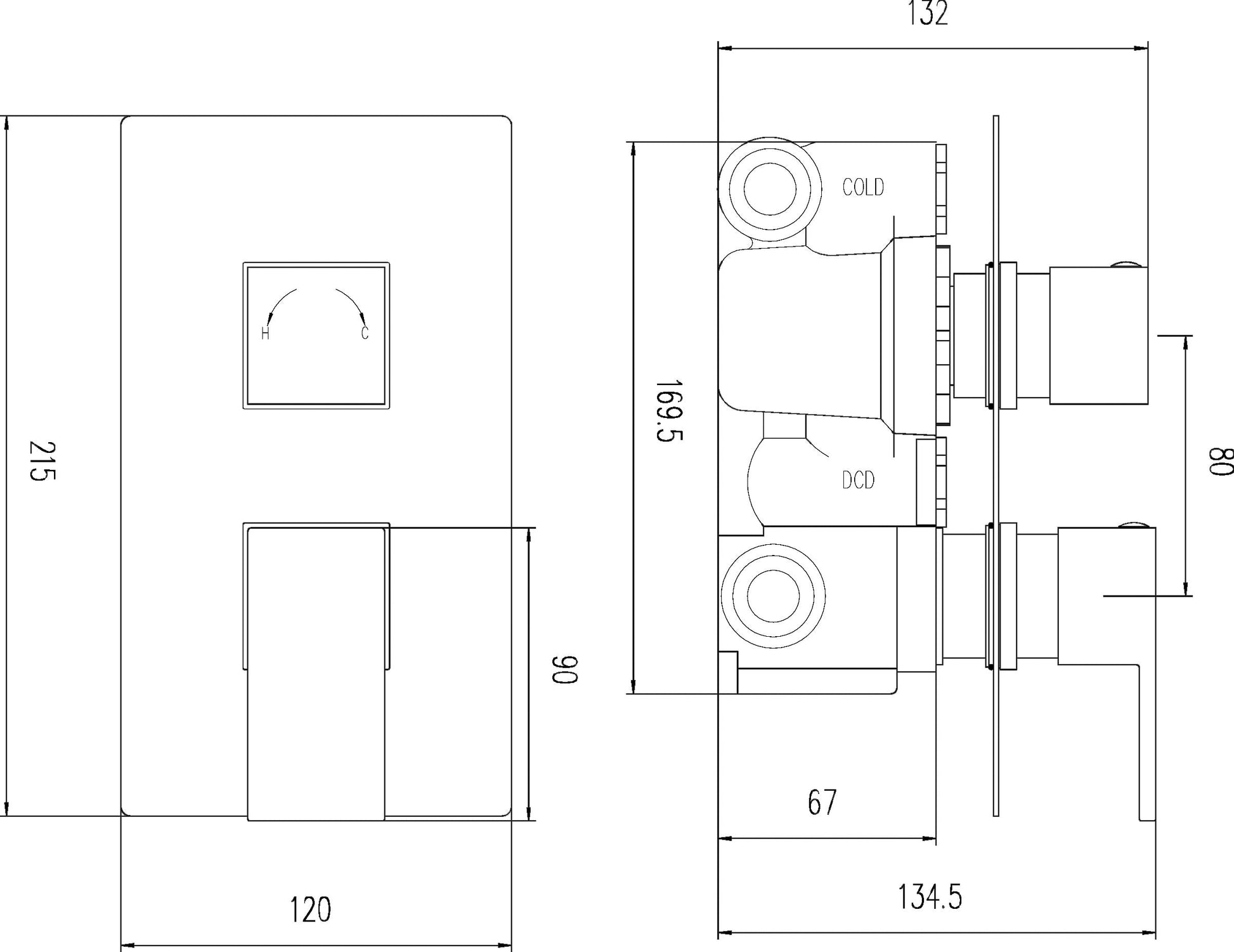 Art Twin Thermostatic Shower Valve With Diverter