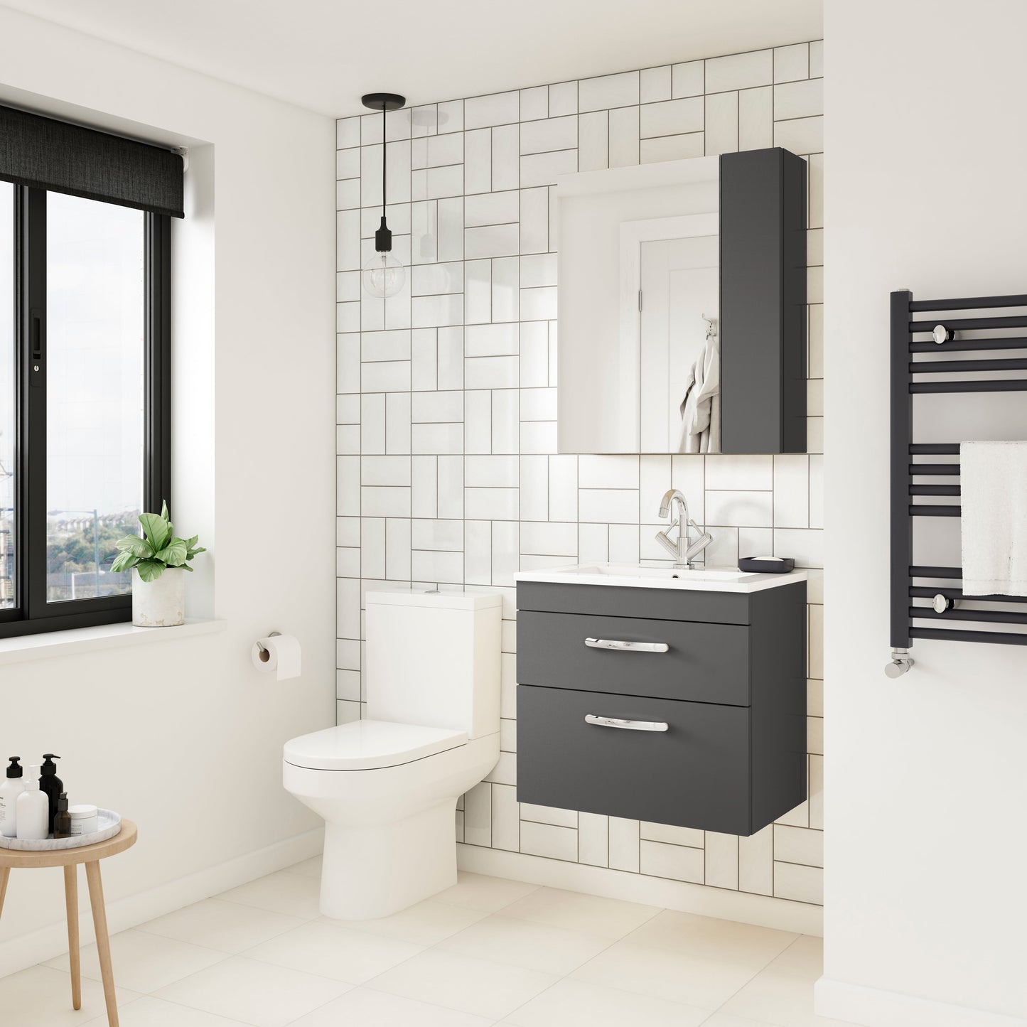 Fusion Fitted Wall Hung 2 Door Mirror Unit (75/25) 600mm