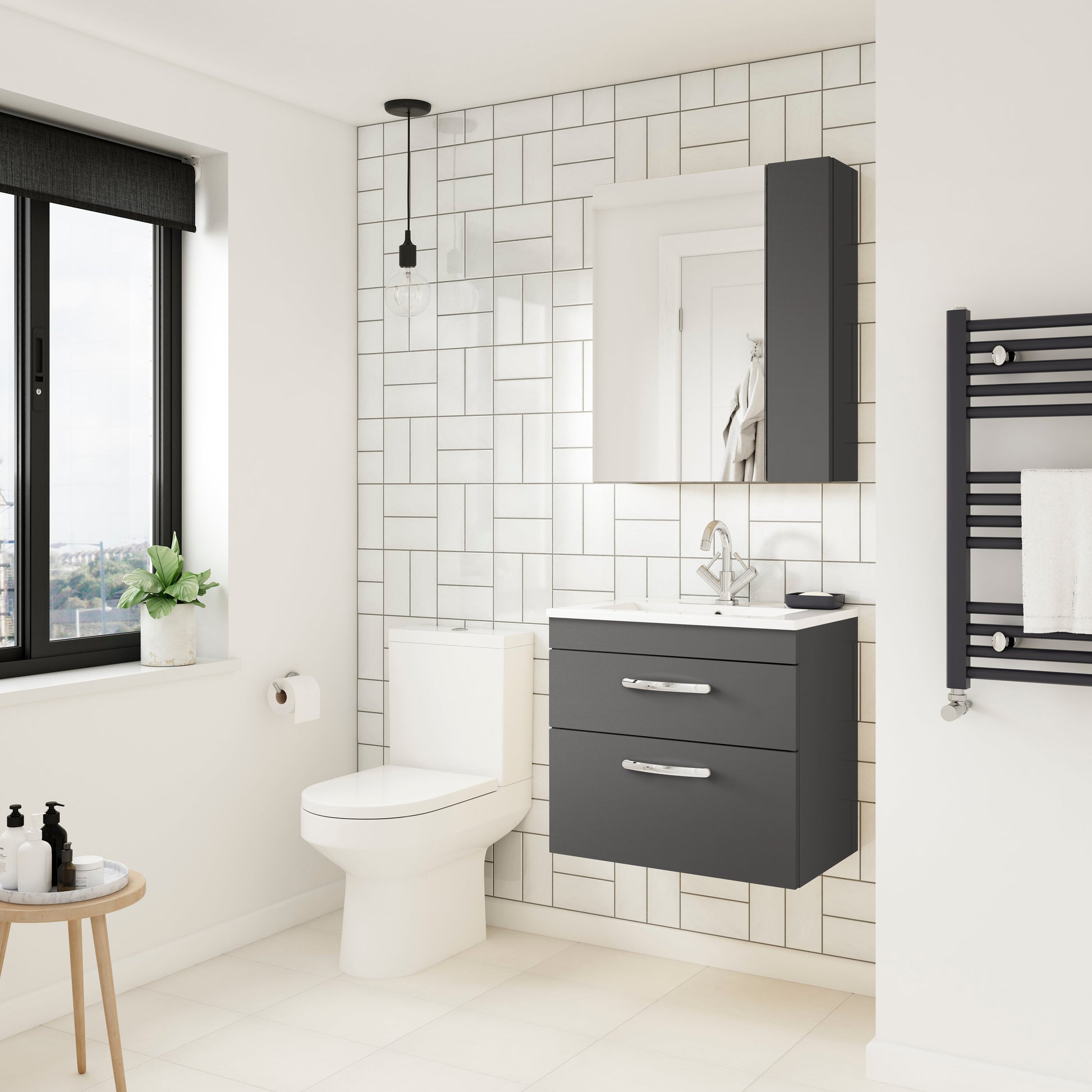 Fusion Fitted Wall Hung 2 Door Mirror Unit (75/25) 600mm