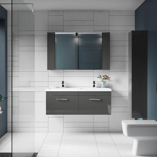 Fusion Fitted Wall Hung 2 Door Mirror Unit (75/25) 600mm