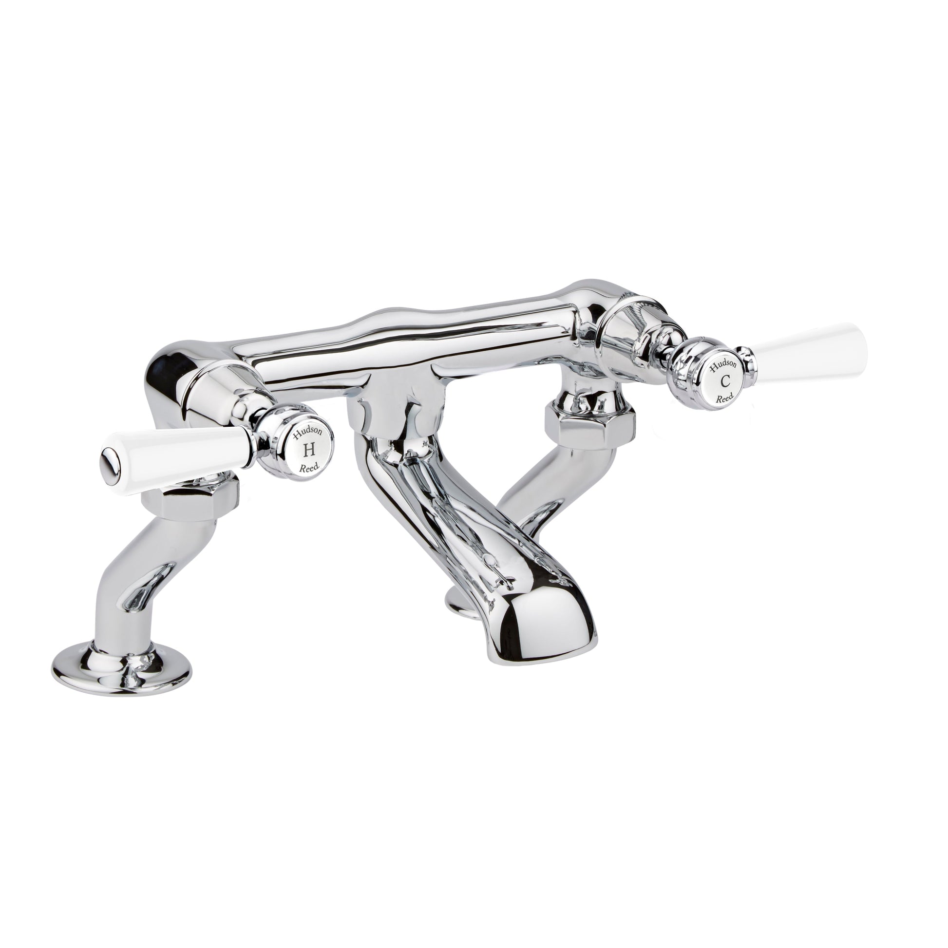 White Topaz With Lever Handle Deck Mounted Bath Filler