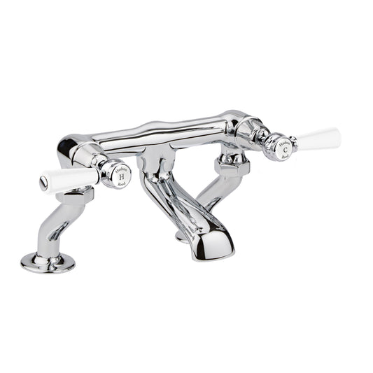 White Topaz With Lever Handle Deck Mounted Bath Filler