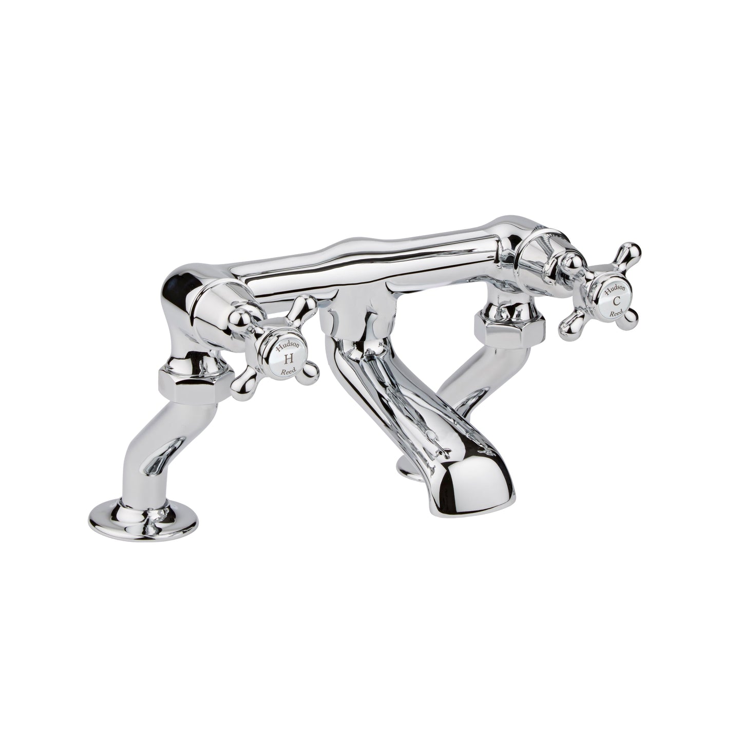 White Topaz With Crosshead Handle Deck Mounted Bath Filler