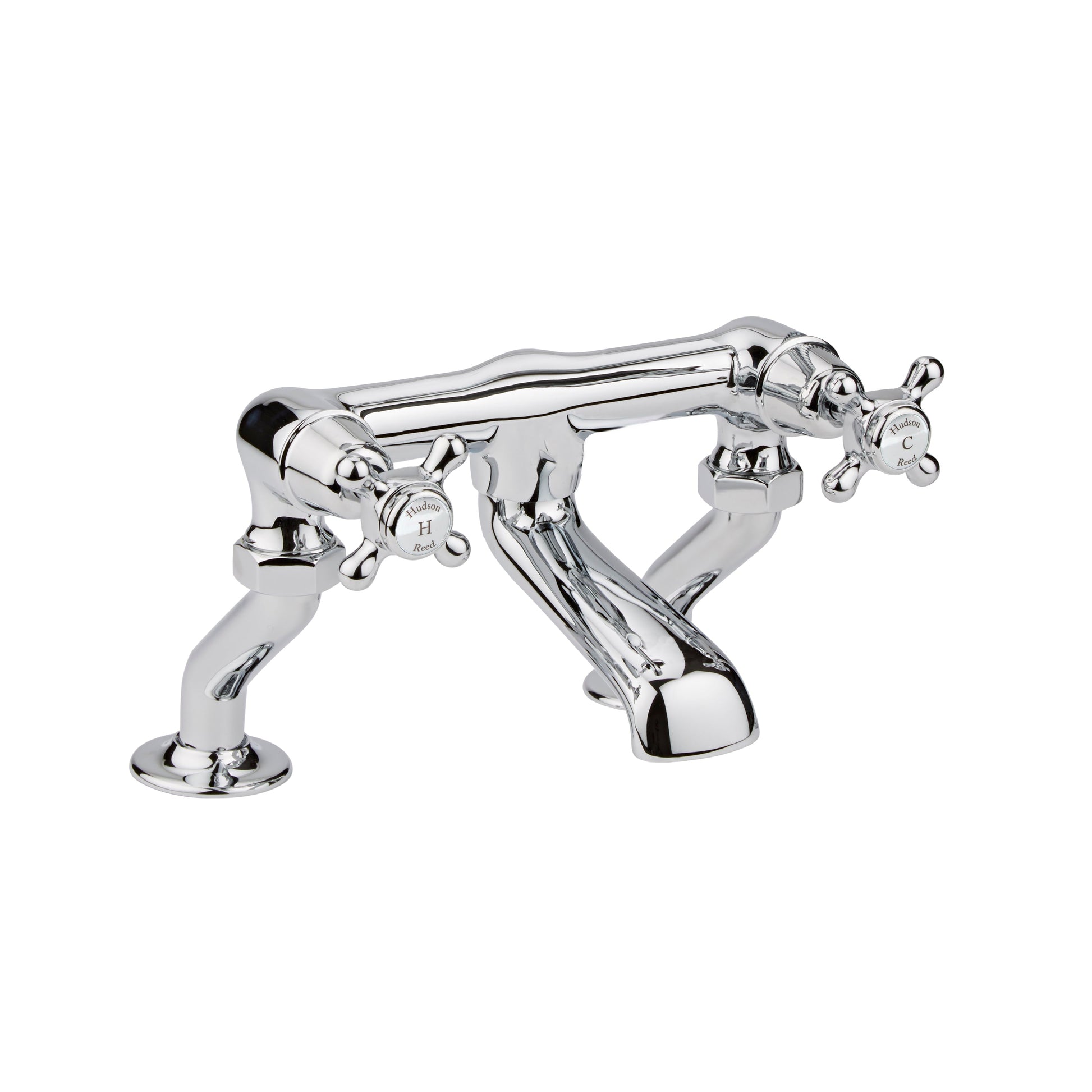 White Topaz With Crosshead Handle Deck Mounted Bath Filler