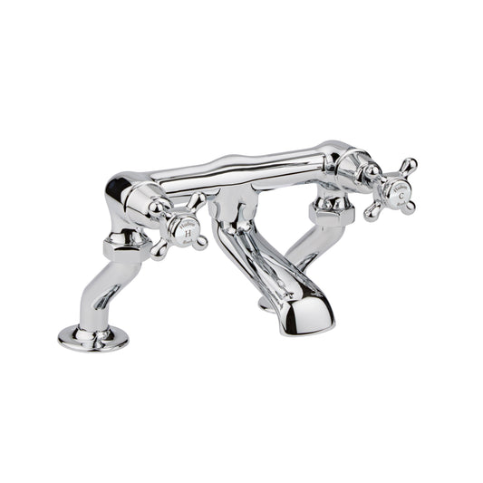 White Topaz With Crosshead Handle Deck Mounted Bath Filler