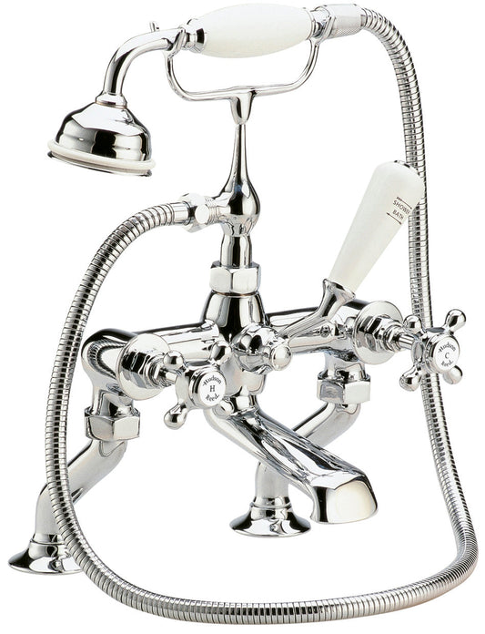 White Topaz With Crosshead Handle Deck Mounted Bath Shower Mixer