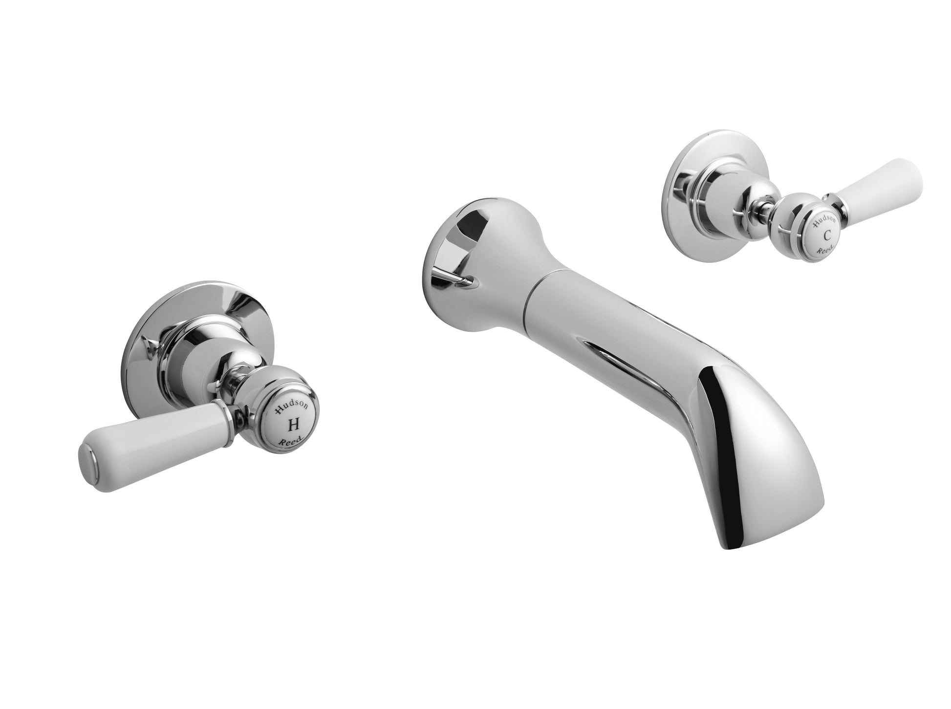 White Topaz With Lever Handle 3 Tap Hole Wall Mounted Basin Mixer