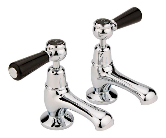Black Topaz With Lever Handle Basin Taps