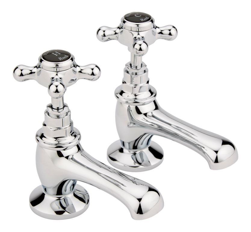 Black Topaz With Crosshead Handle Basin Taps