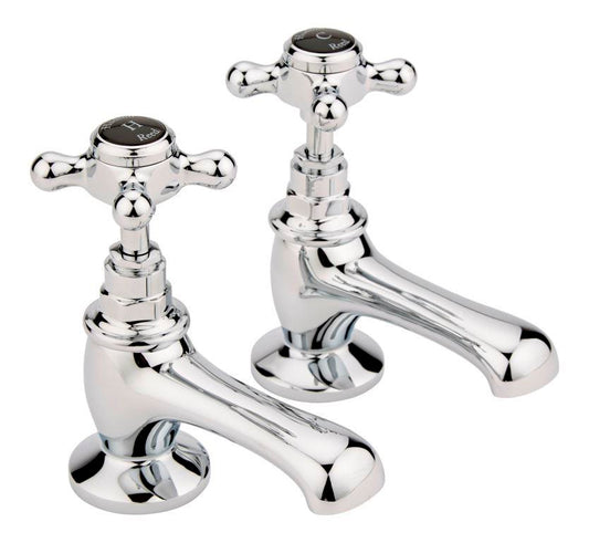 Black Topaz With Crosshead Handle Basin Taps