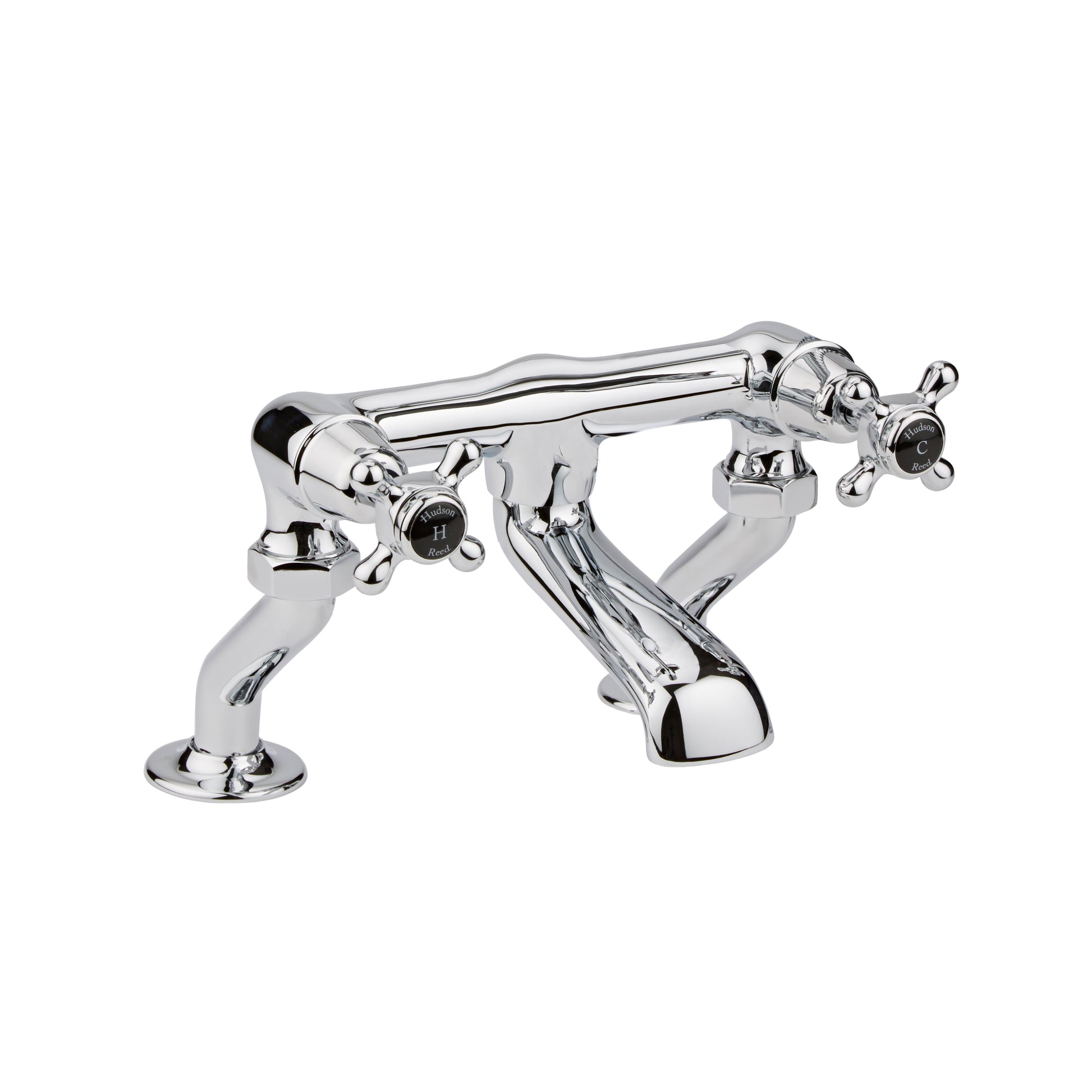 Black Topaz With Crosshead Handle Deck Mounted Bath Filler