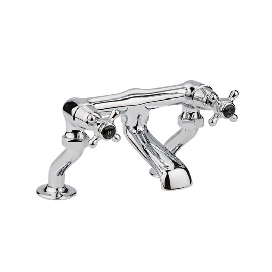 Black Topaz With Crosshead Handle Deck Mounted Bath Filler