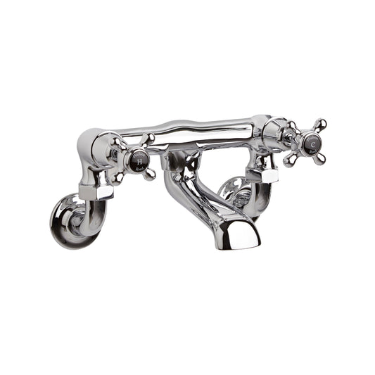 Black Topaz With Crosshead Handle Wall Mounted Bath Filler
