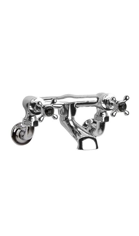 Black Topaz With Crosshead Handle Wall Mounted Bath Filler