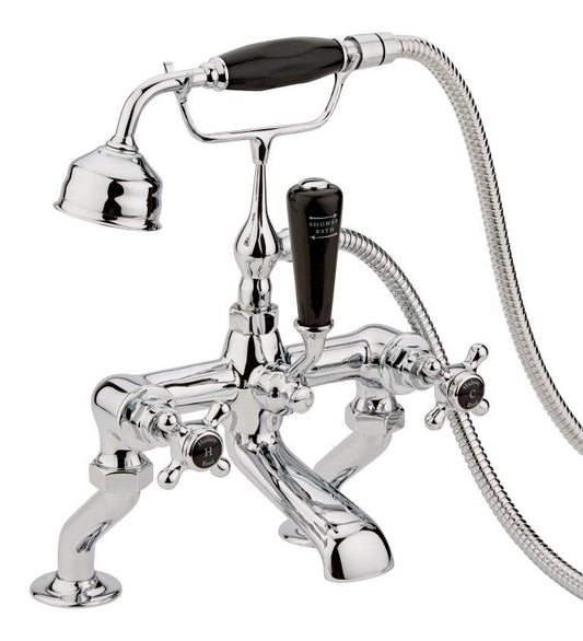 Black Topaz With Crosshead Handle Bath Shower Mixer