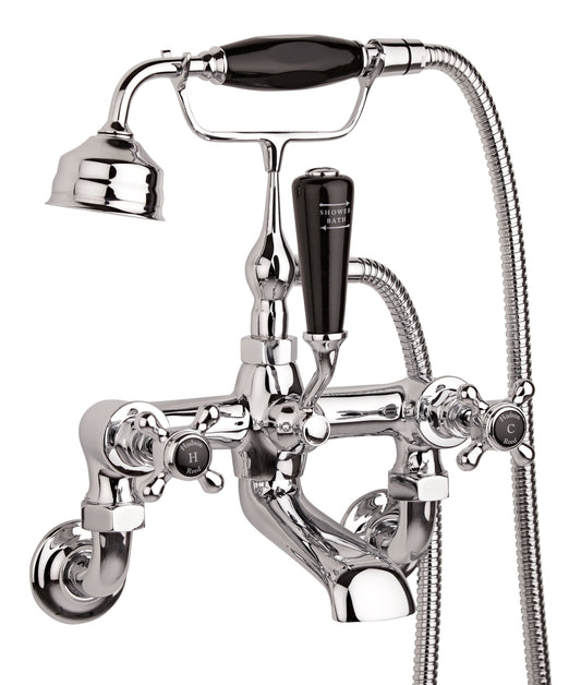 Black Topaz With Crosshead Handle Wall Mounted Bath Shower Mixer