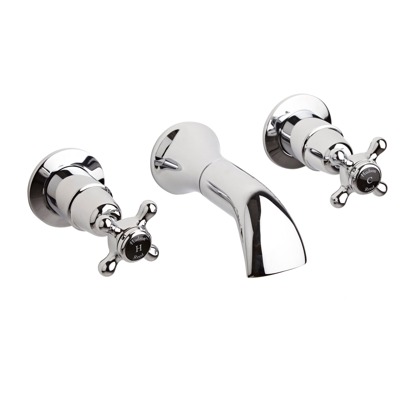 Black Topaz With Crosshead Handle 3 Tap Hole Wall Mounted Basin Mixer