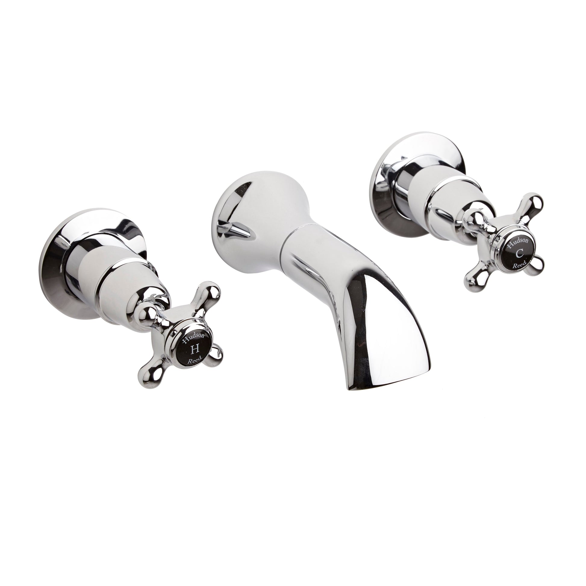 Black Topaz With Crosshead Handle 3 Tap Hole Wall Mounted Basin Mixer