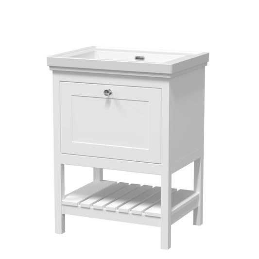 Hudson Reed Bexley 630mm 1 Drawer Floor Standing Vanity Unit With 0 Tap Hole Basin