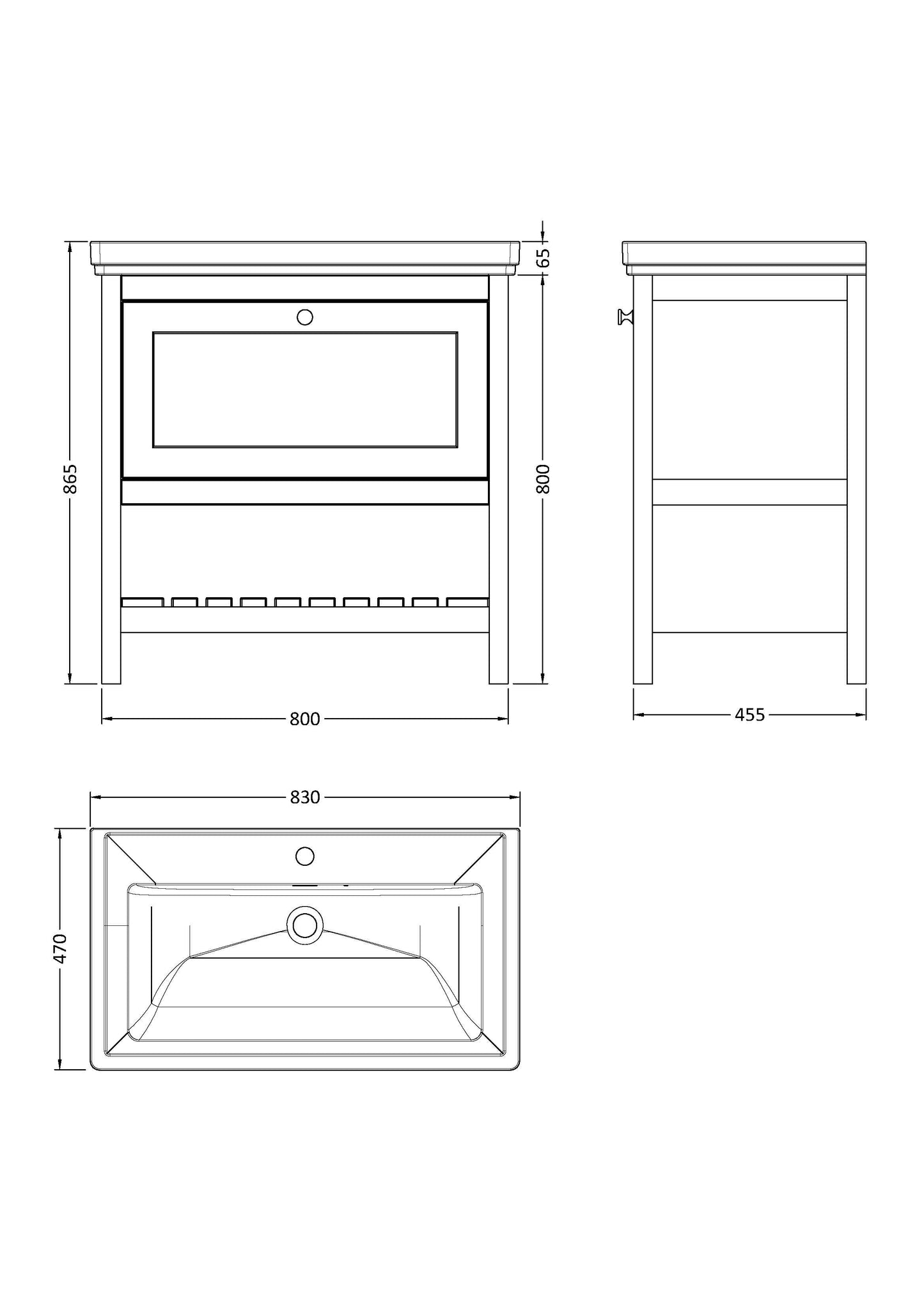 Hudson Reed Bexley 800mm Pure White Floor Standing Vanity Unit With Basin