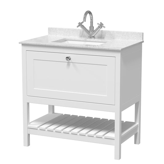 Bexley Floor Standing 1 Drawer Vanity & Single Bowl 1 Tap Hole Marble Top, 800mm