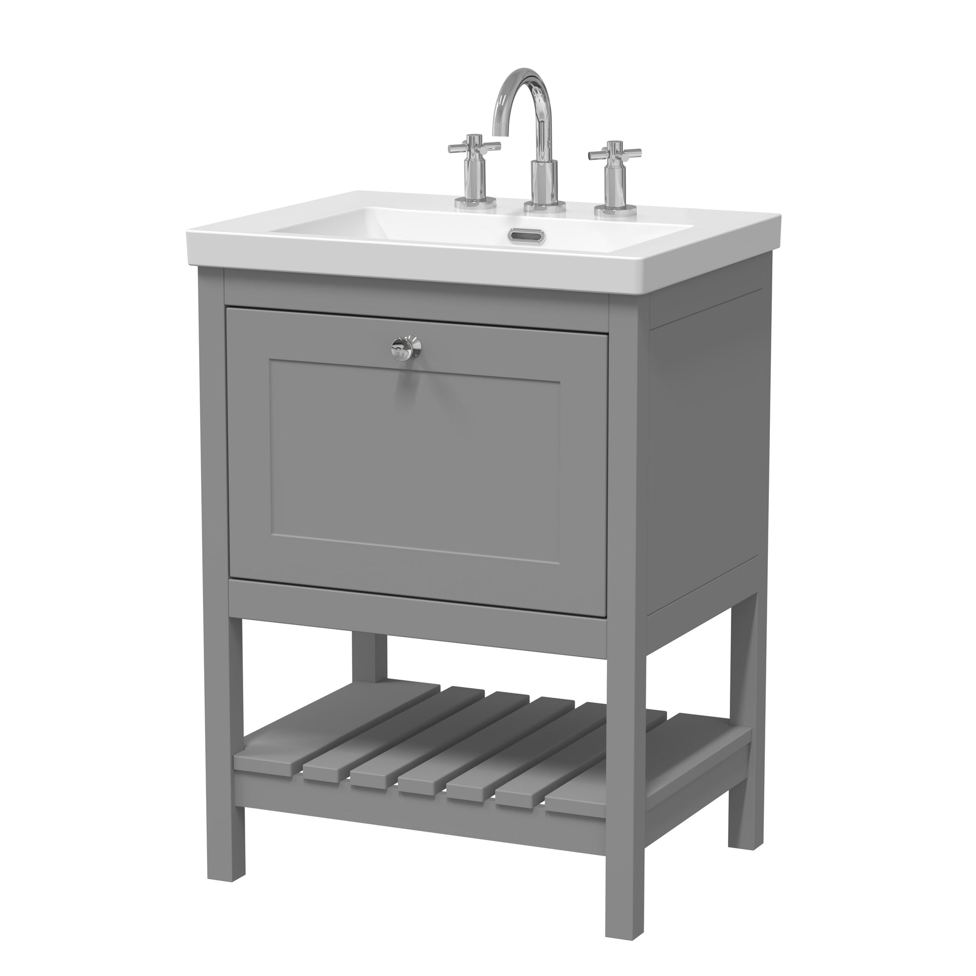 Hudson Reed Bexley 600mm Traditional Floor Standing Vanity Unit with 3 Tap Hole Basin