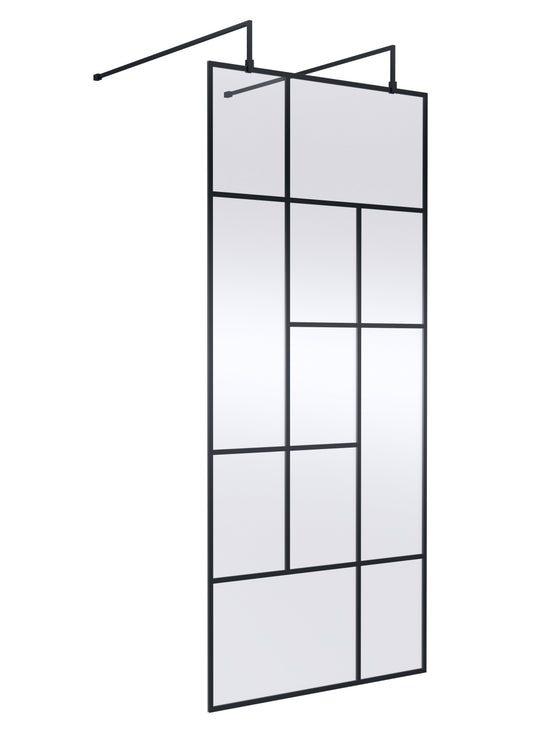 Abstract 900mm Frame Wetroom Screen with Support Bars