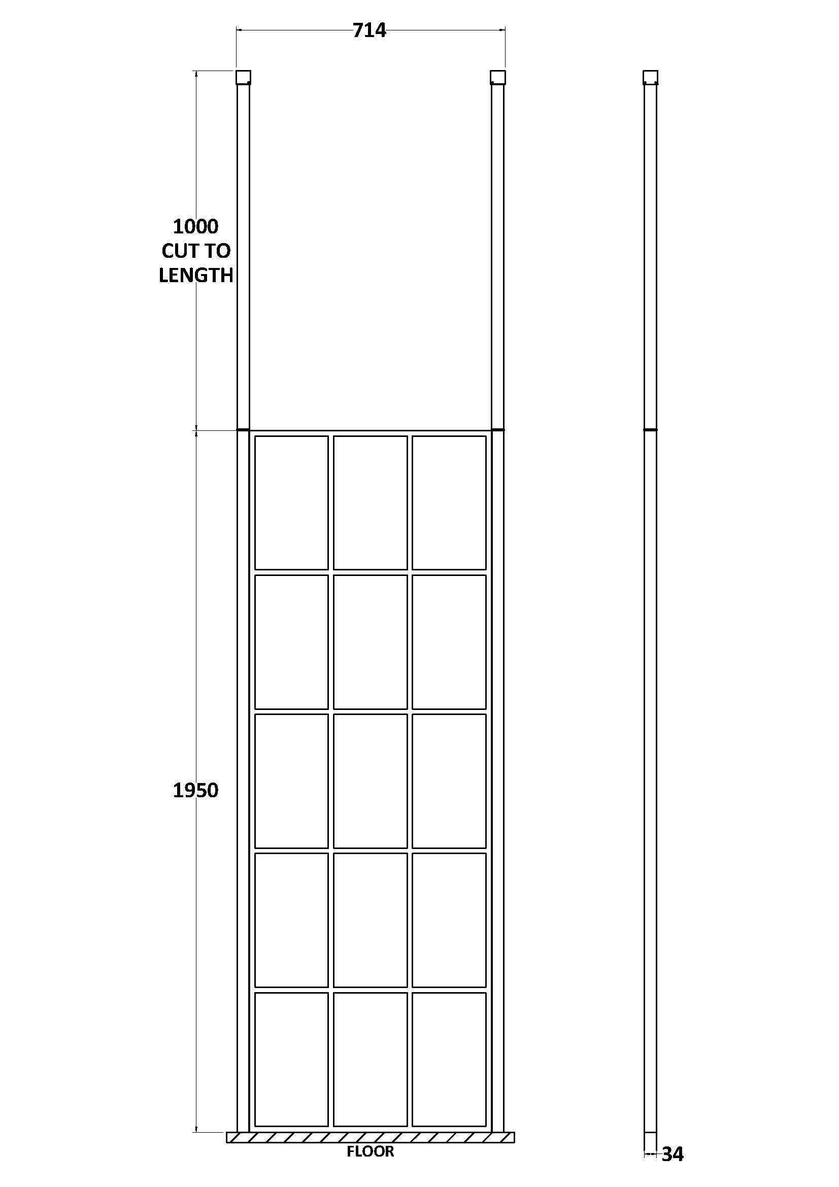 700mm Frame Screen With Ceiling Posts