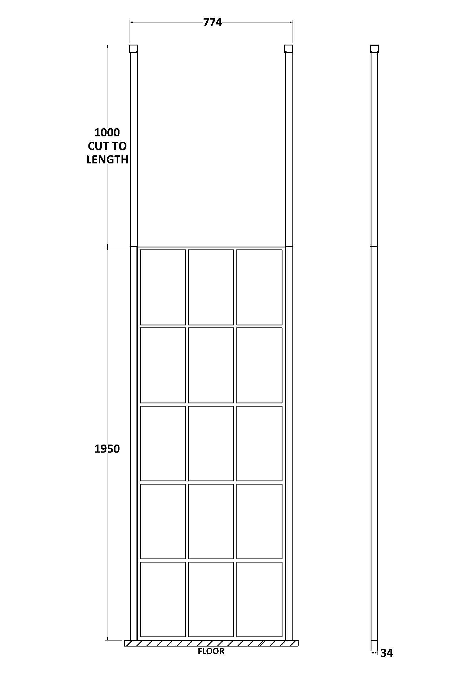 760mm Frame Screen With Ceiling Posts