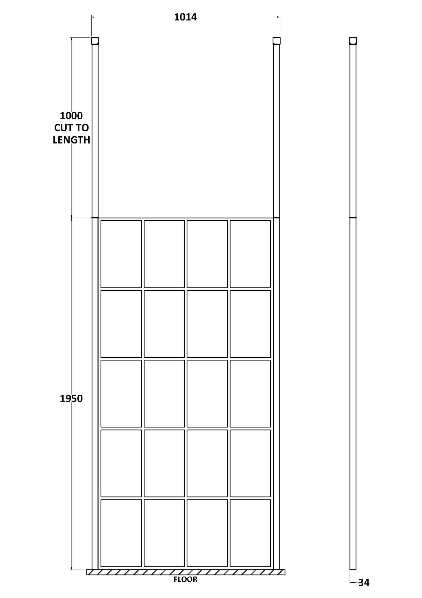 1000mm Frame Screen With Ceiling Posts