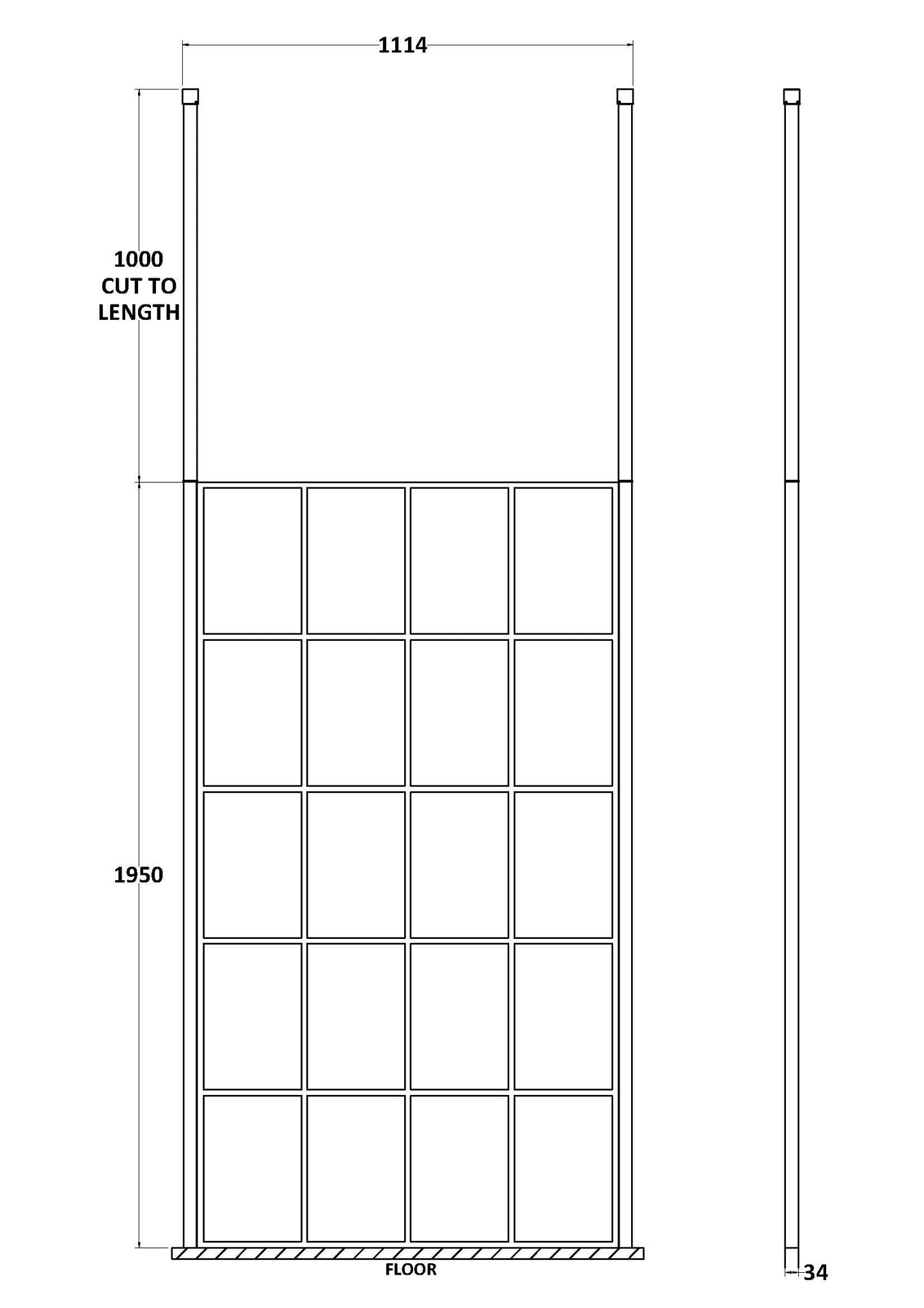 1100mm Frame Screen With Ceiling Posts