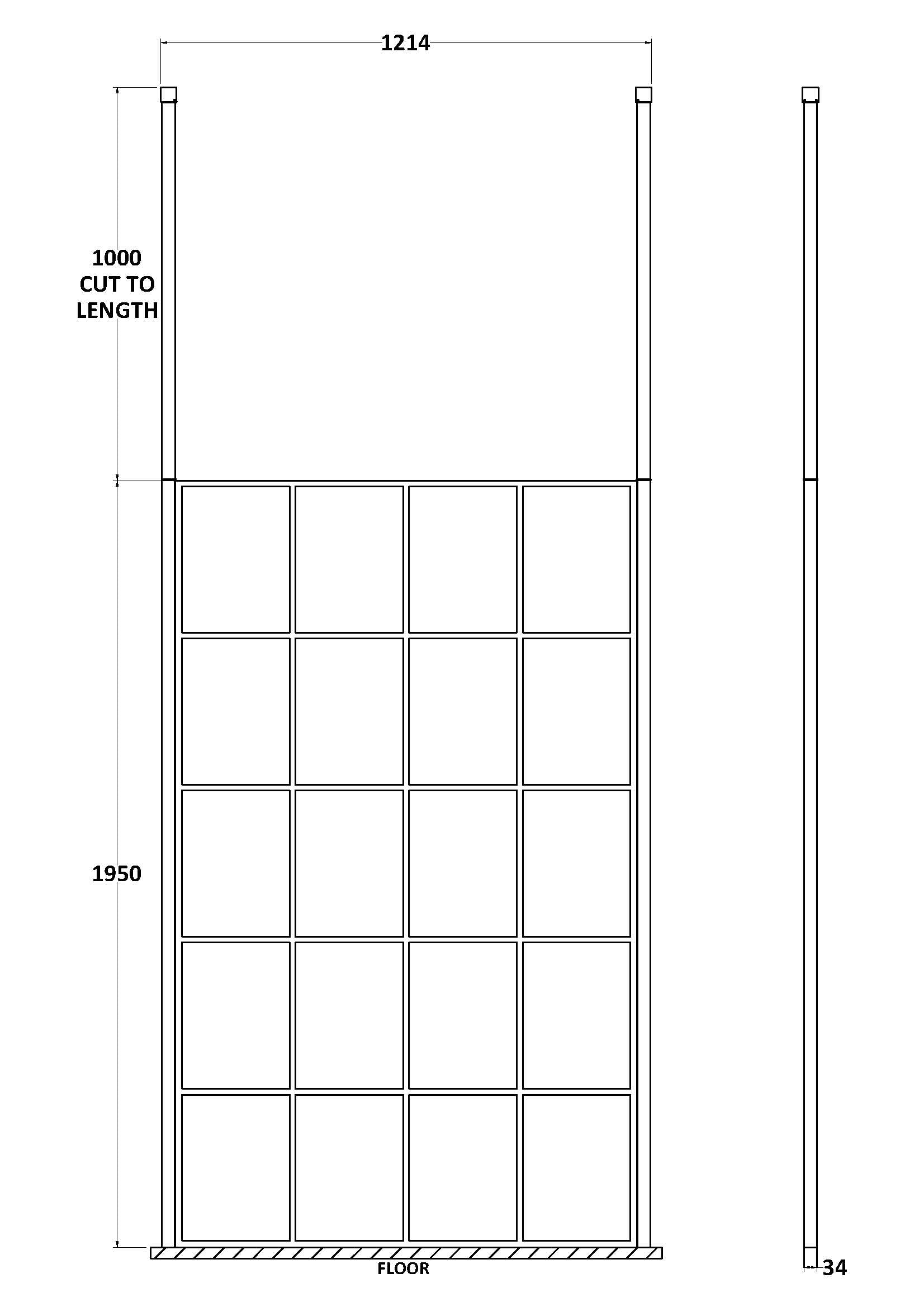 1200mm Frame Screen With Ceiling Posts