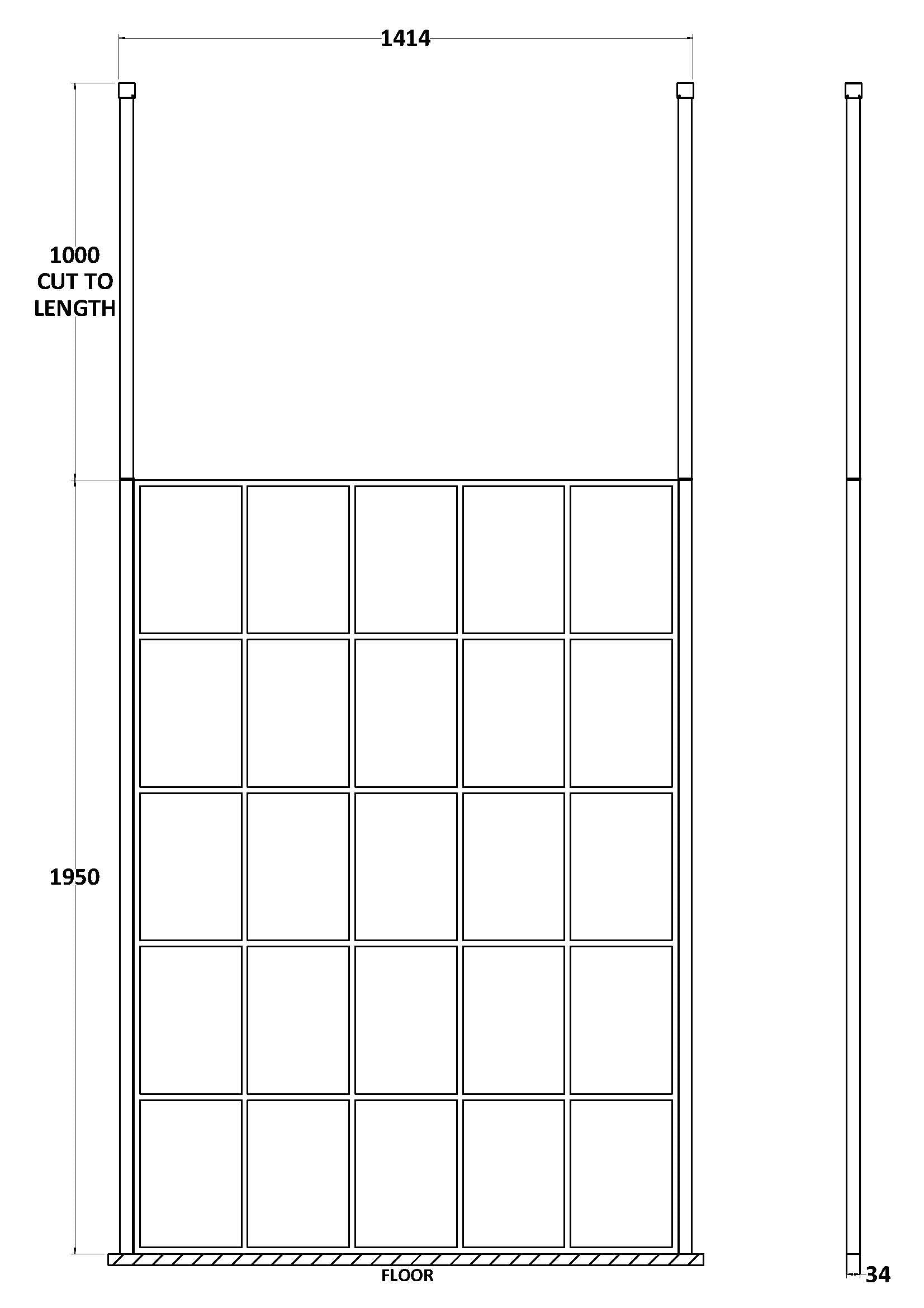 1400mm Frame Screen With Ceiling Posts