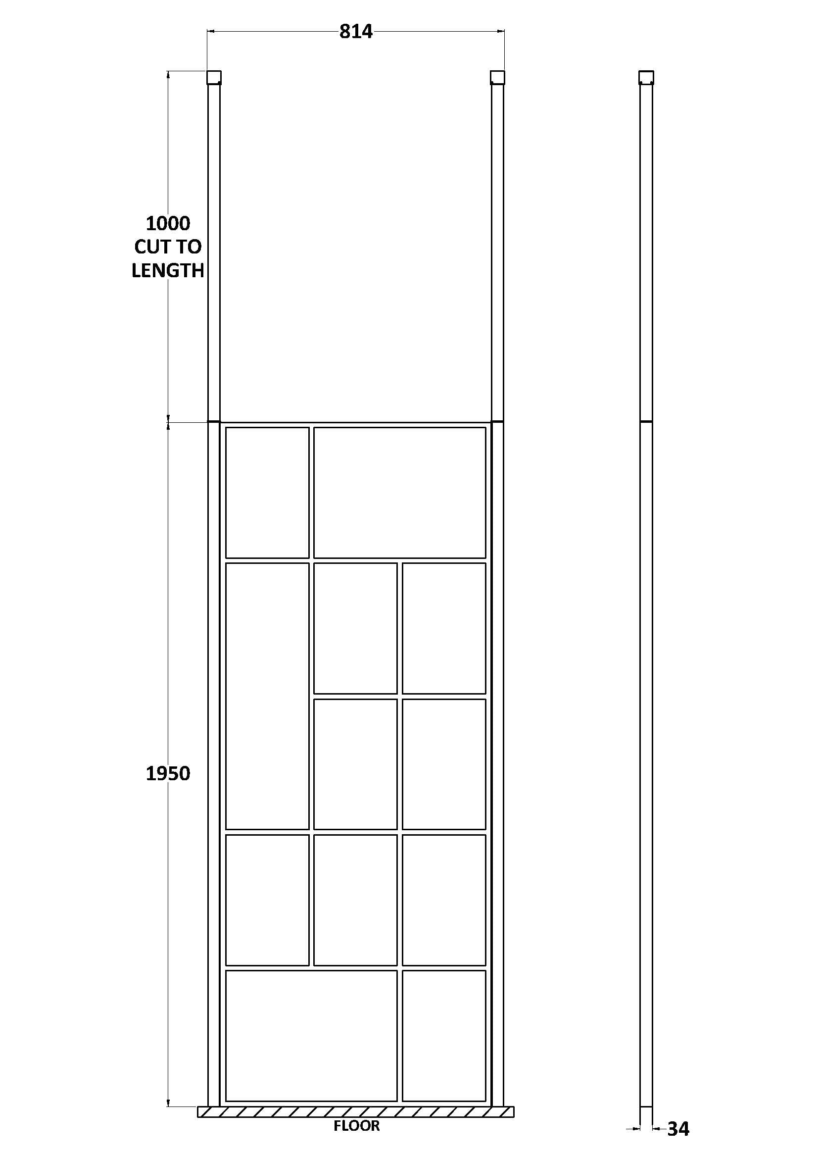 Abstract 800mm Frame Wetroom Screen with Ceiling Posts