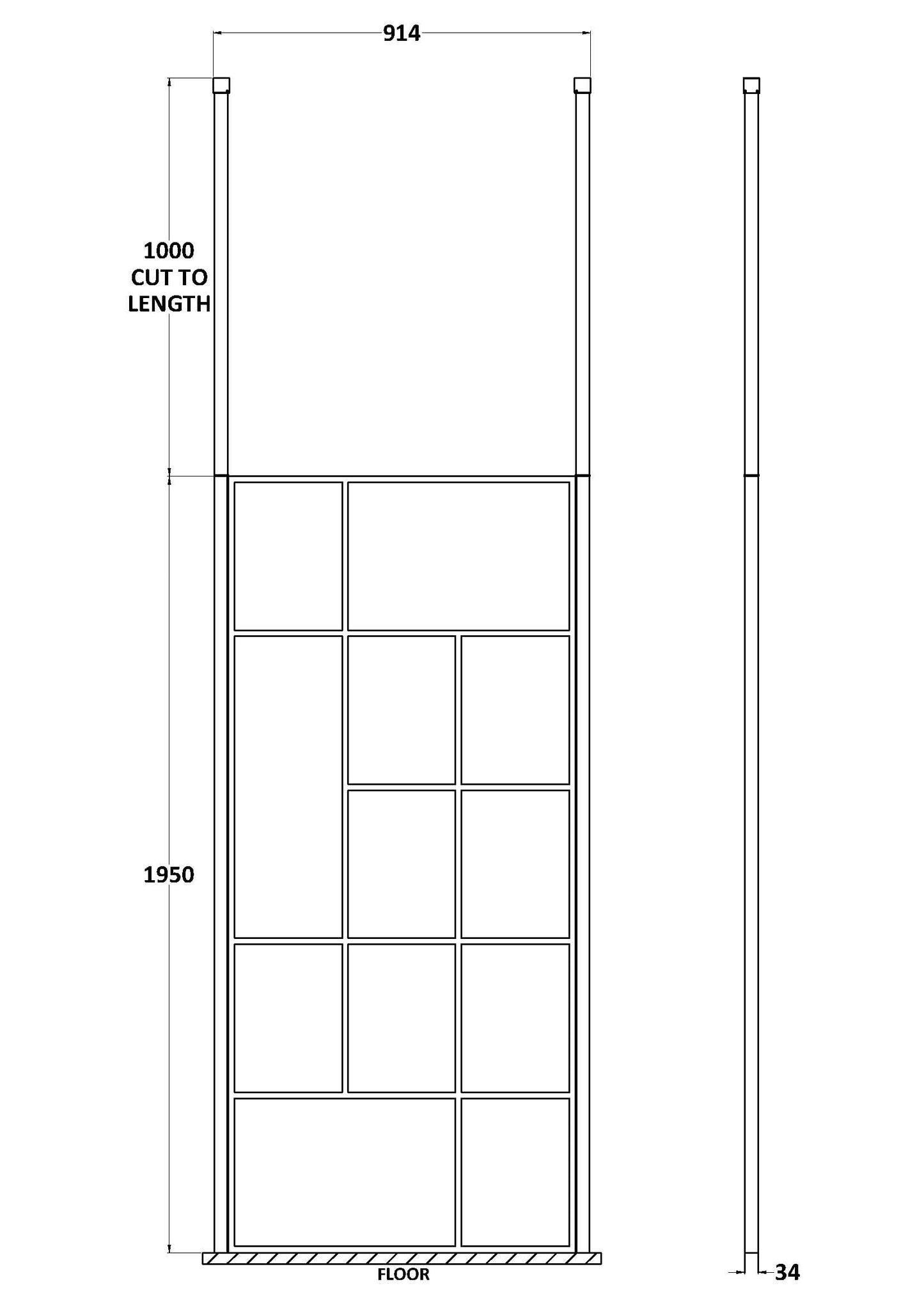 Abstract 900mm Frame Wetroom Screen with Ceiling Posts