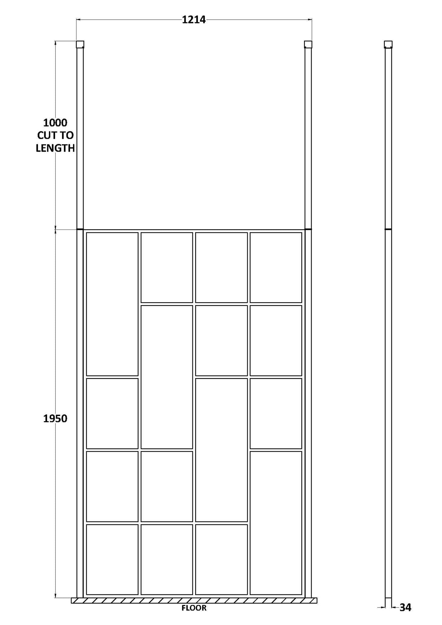 Abstract 1200mm Frame Wetroom Screen with Ceiling Posts