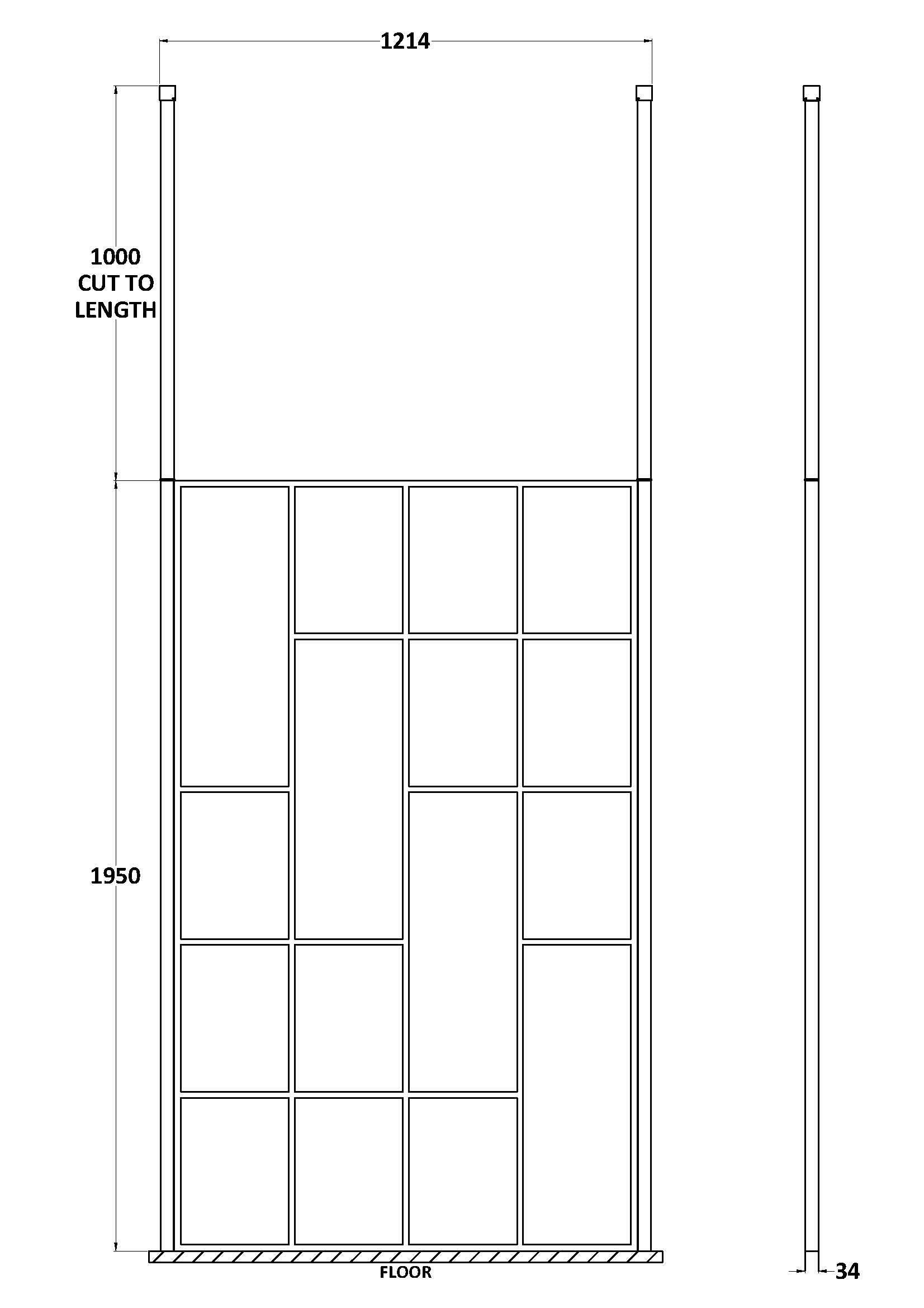 Abstract 1200mm Frame Wetroom Screen with Ceiling Posts