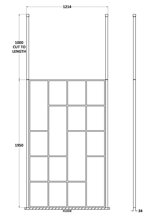 Abstract 1200mm Frame Wetroom Screen with Ceiling Posts
