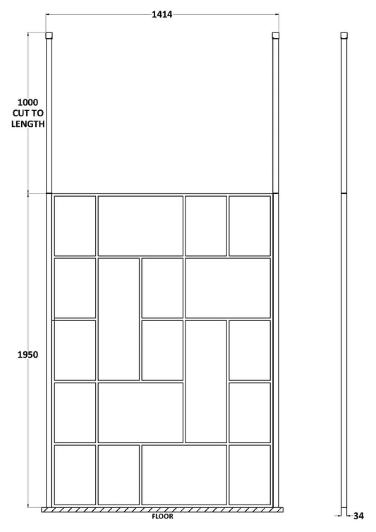 Abstract 1400mm Frame Wetroom Screen with Ceiling Posts