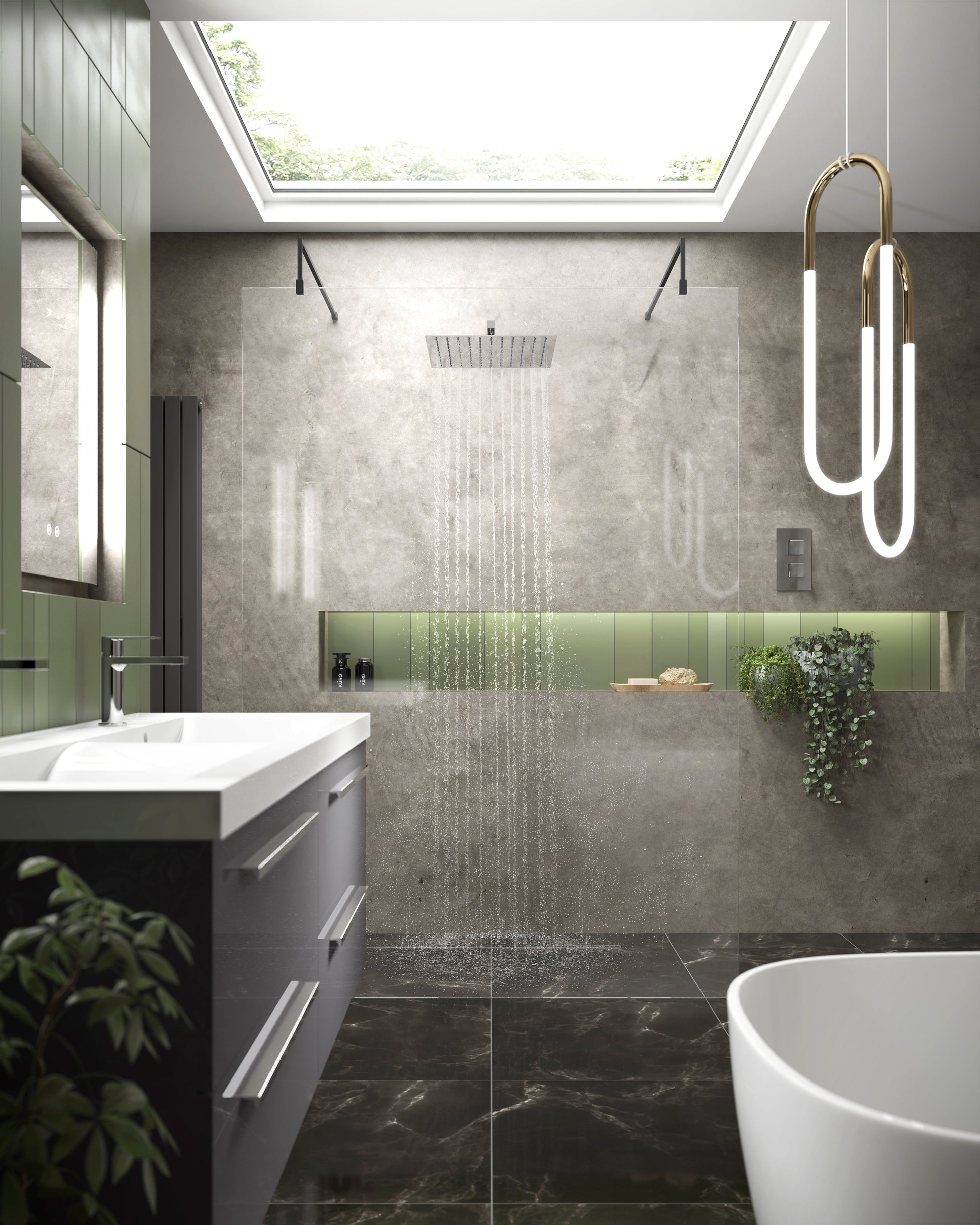 1100mm Wetroom Screen with Arms and Feet