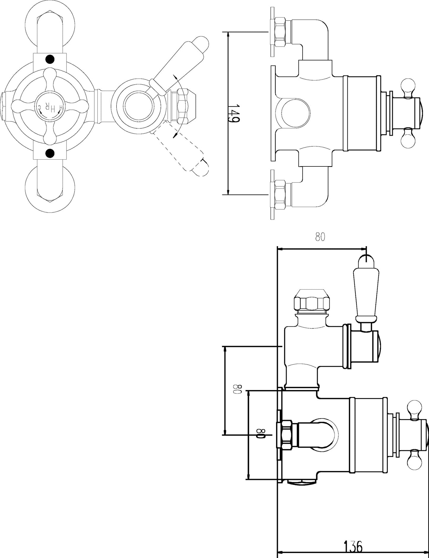 Black Topaz Twin Exposed Shower Valve