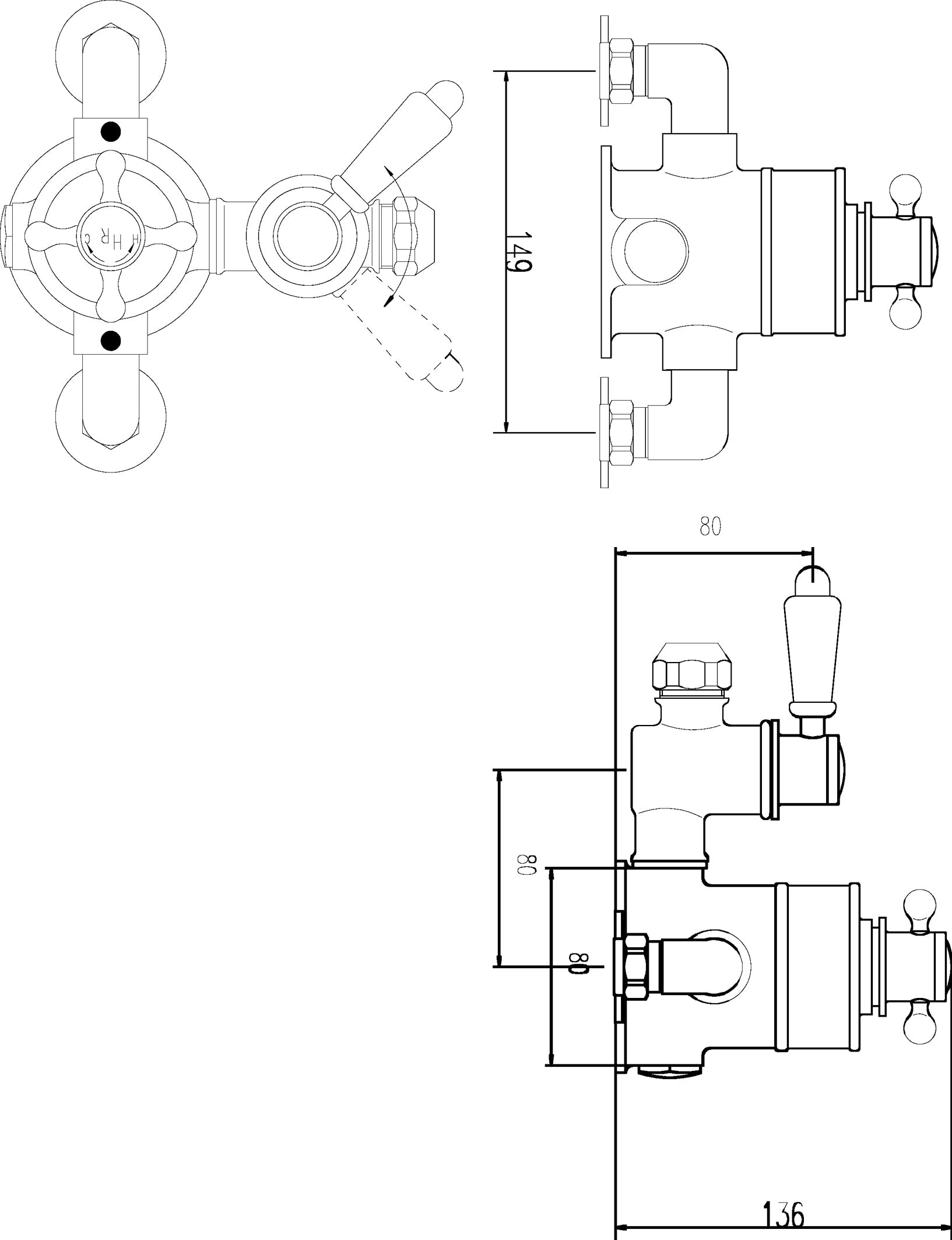 Black Topaz Twin Exposed Shower Valve