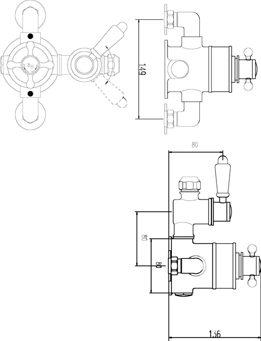 Black Topaz Twin Exposed Shower Valve