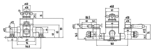 Black Topaz Triple Exposed Shower Valve