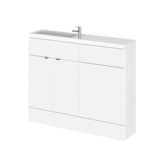 Hudson Reed Fusion 1105mm Gloss White Compact Floor Standing 2 Door Vanity Basin & Toilet Combination Unit