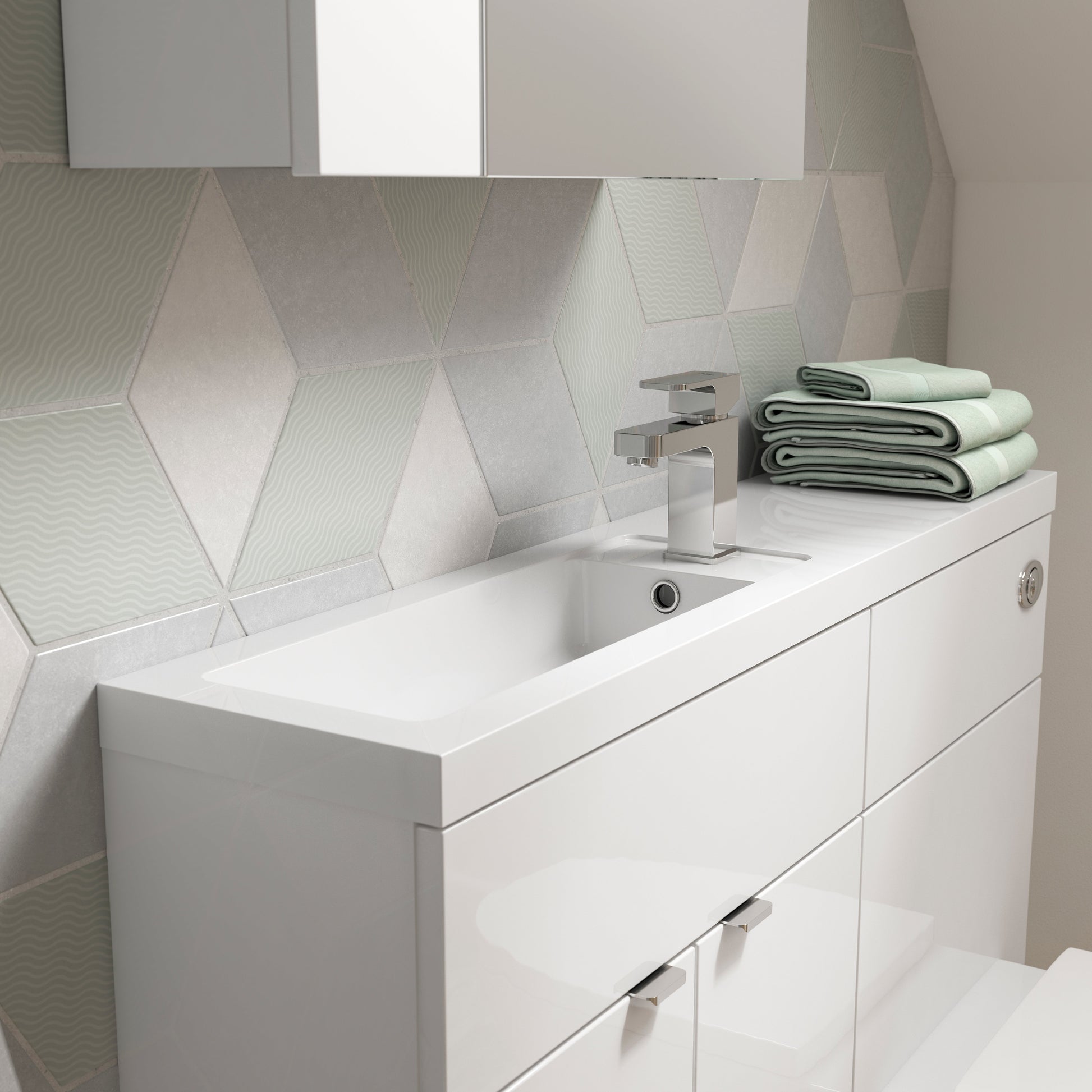 Hudson Reed Fusion Compact 1200mm Floor Standing 2 Door Vanity Basin & Toilet Combination Unit